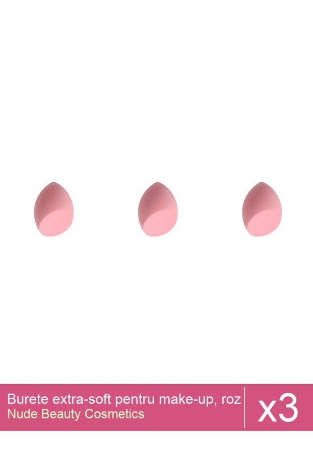 Set 3x Burete extra-soft pentru make-up, roz pal - tesit