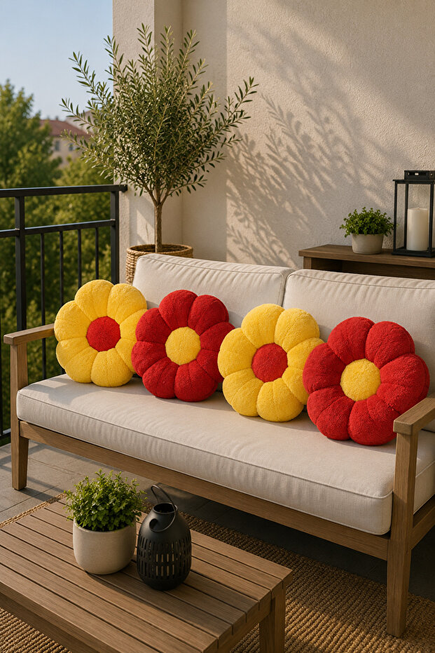 4-Piece Daisy Pillow Set 40 cm – Soft Textured Decorative Floral Throw Pillow Set
