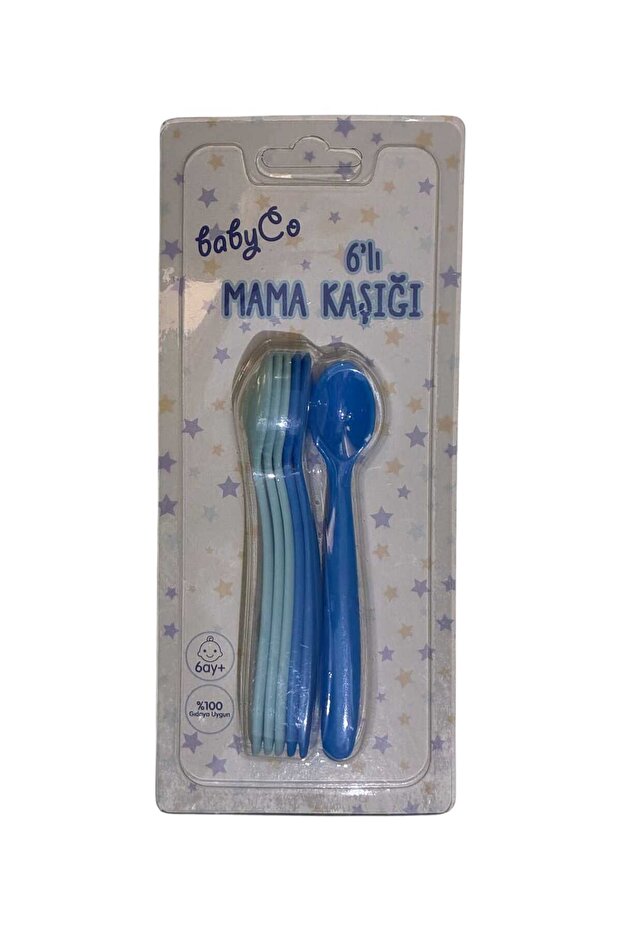 6-Piece Food Spoon Set Blue-Navy Blue