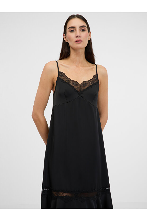 Rochie midi neagră de damă - 2