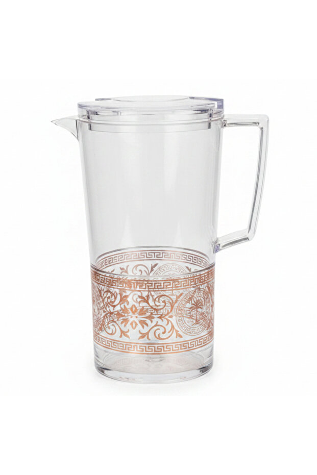 Rose Luxe Premium Clear Acrylic Serving Jug with Metallic Rose Gold Decorative Finish – 2 Litre
