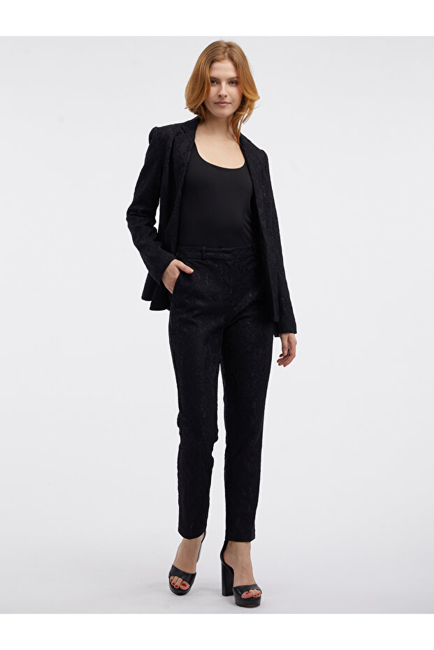 Jachetă neagră de damă cu model - 3