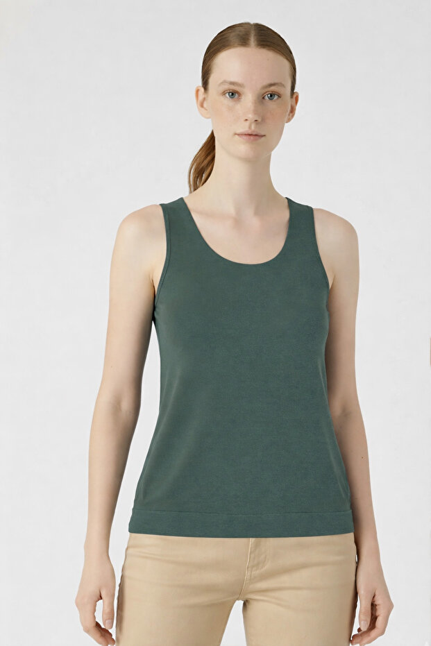 Green Thick Strap Knitwear Women's Undershirt