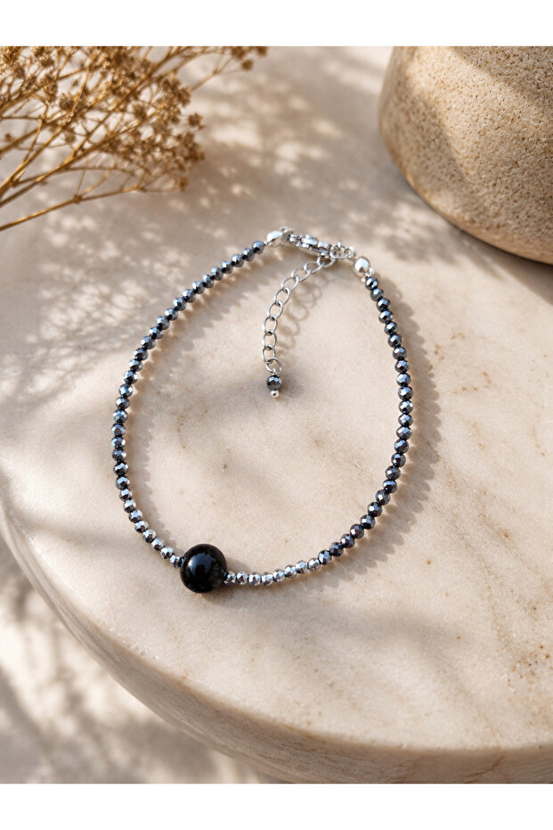 Terahertz and Black Tourmaline Stone Bracelet