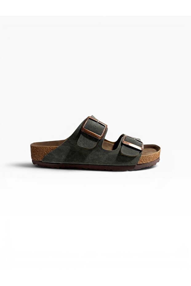 Women's Double Buckle Comfortable Anatomical Cork Sole Daily Slippers