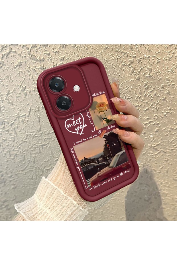 Oppo A3/A3X 4G/5G Compatible Bordo Frame Vintage Photo Collage Motif Flexible Silicone Case