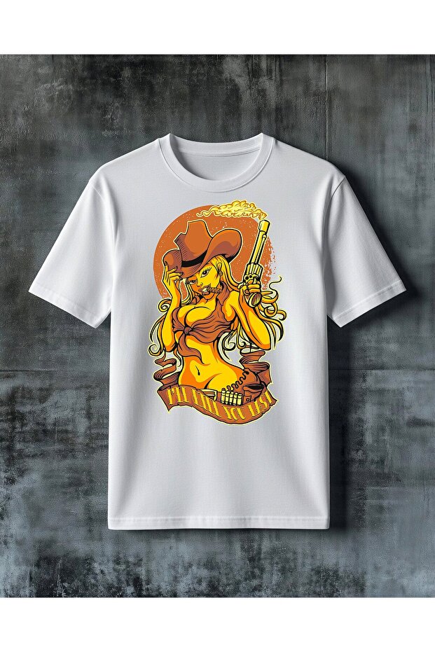 Cowgirl Pistol Printed Oversize T-Shirt