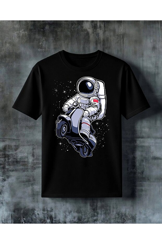 Astronaut Scooter Printed Oversize T-Shirt