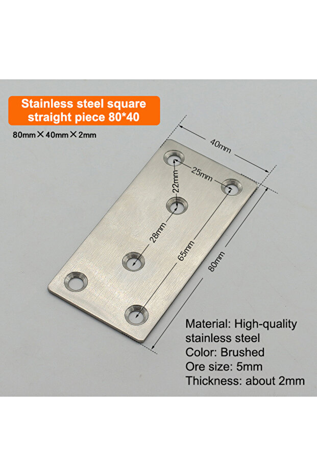 A6 10Pcs Straight Four Hole Fixed Angle Bracket Stainless Steel Right Angle Bracket Furniture Fasten