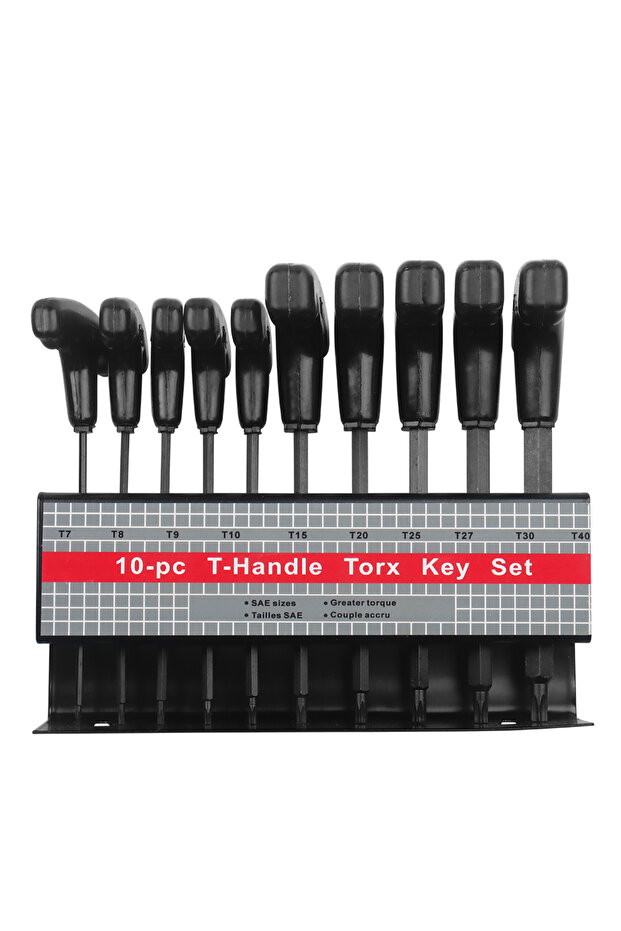 10 pcs Torx-end WOZOBUY 10pc Metric or Inch T-Handle Hex Key Allen Wrench Tool Set or Star T-Handle