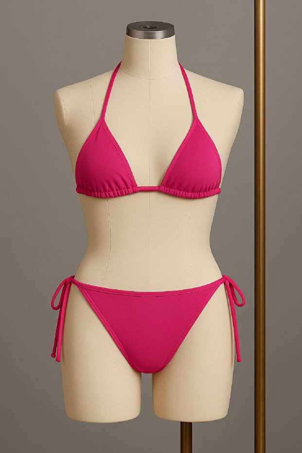 Women's Fuchsia Side Tie Bikini Swimsuit Set