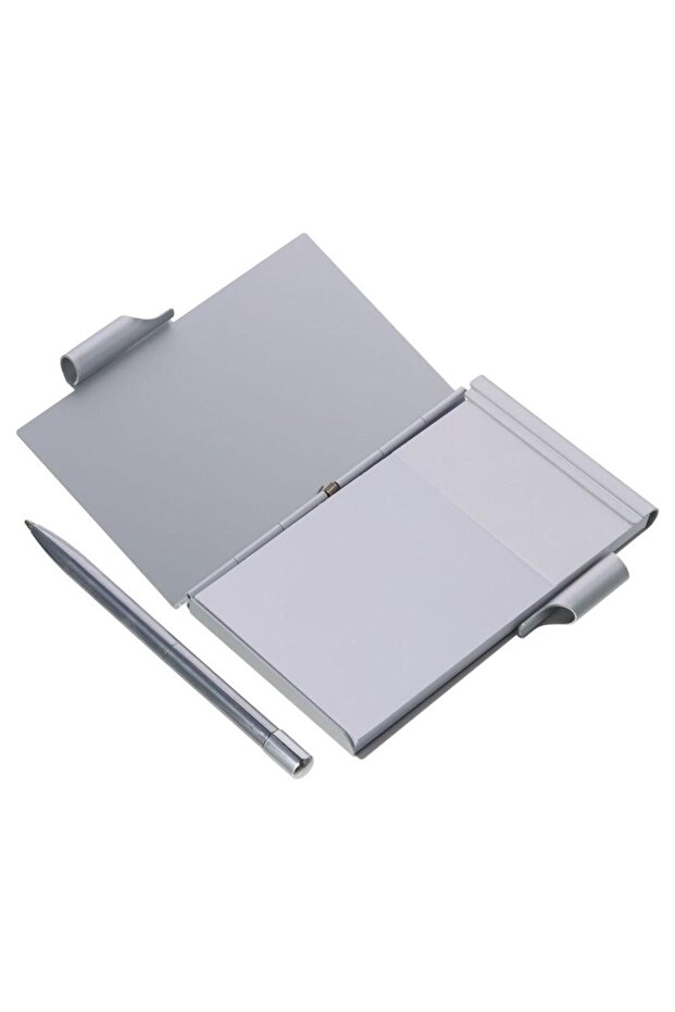 Silver Metal Pocket Notebook Aluminum with Pen and Refillable Paper Mini Notepad Portable Travel Not