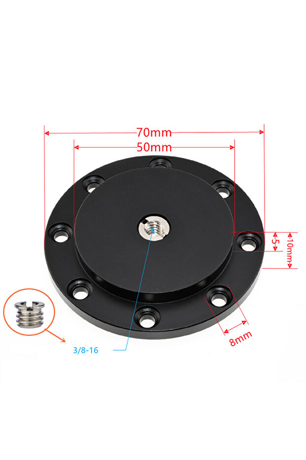 B19B D70 3 8 Wall Mount 1/4 3/8 Hole Fixed Base Magic Arm Articulating Friction Adapter for Webcam P