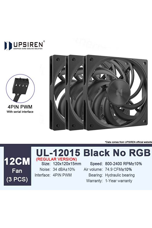 Fixed Color Other UL-12015B 3PCS UPSIREN UL-12015 12CM thin chassis cooling fans 15MM thickness 12V