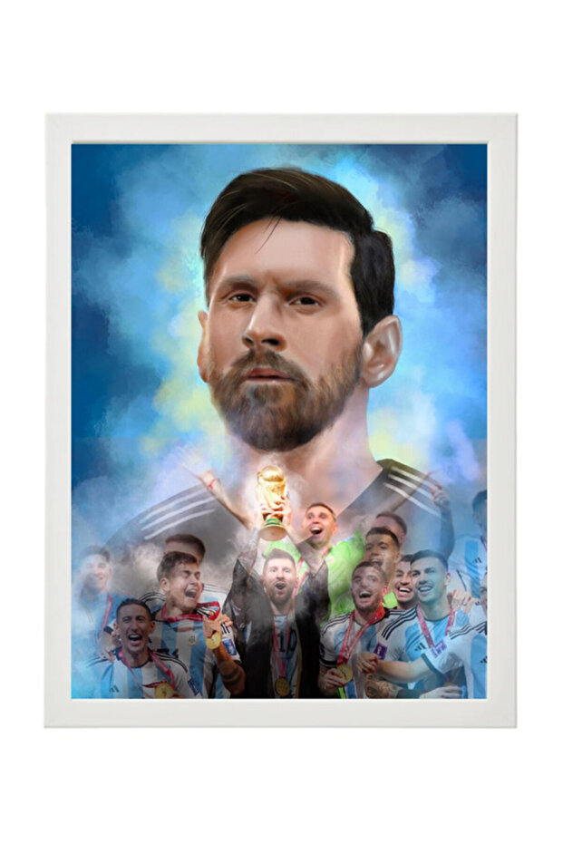 Lionel Messi Argentina Champion Wall art Poster with Frame 30x40cm