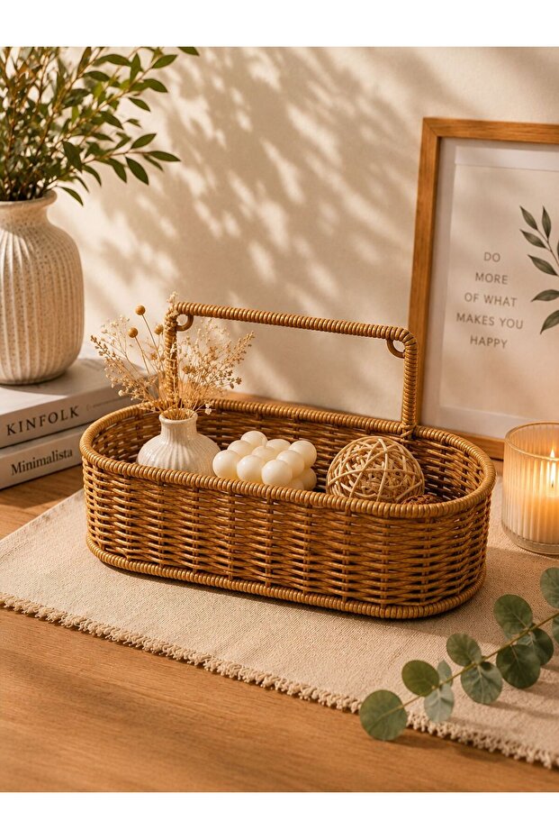 Wicker Rattan Hanging Oval Organizer Decorative Organizer 32*12*15cm
