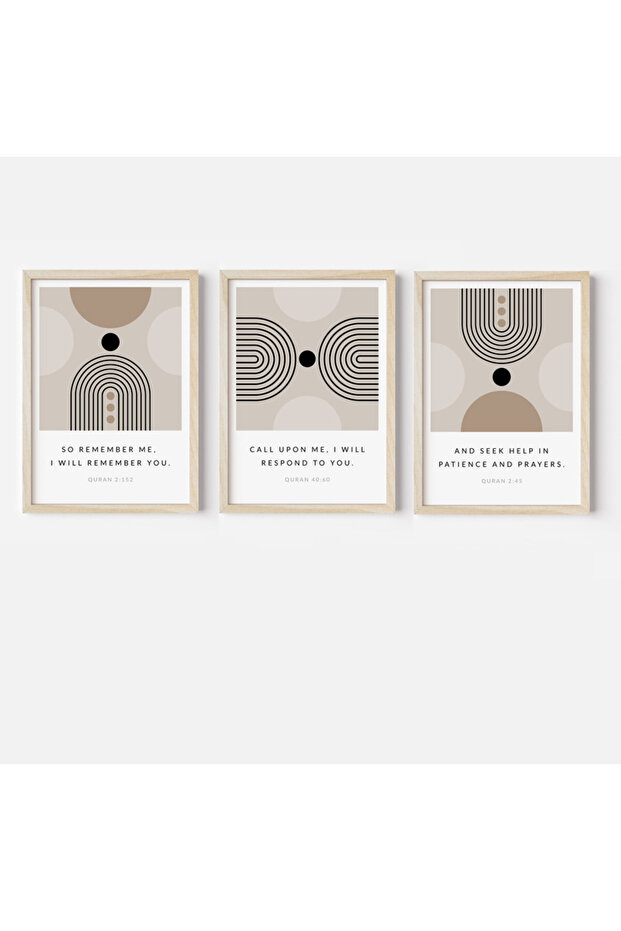 Set of 3, Quran Verse Islamic Wall Art , Arabic Art, Home Décor, Poster with Frame 30x40cm
