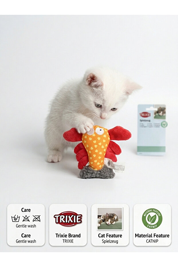 Hearted Crab with 8 Arms and Colorful Natural Fabric - with Cat Grass