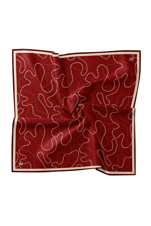 Cotton Silk Scarf Ldp002 Chain Pattern 14-Red