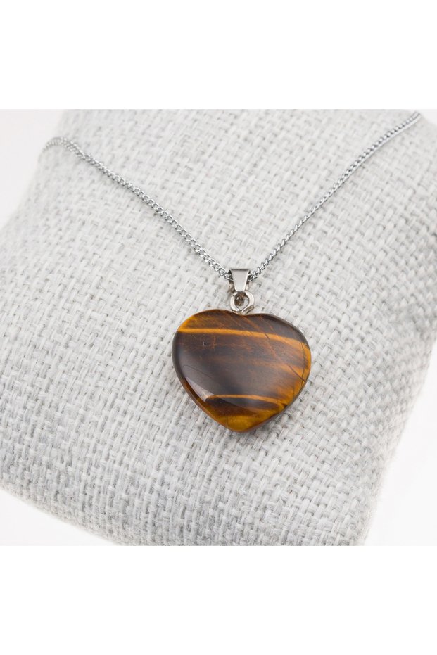 Tiger Eye Stone Necklace-With Anti-Tapping Chain