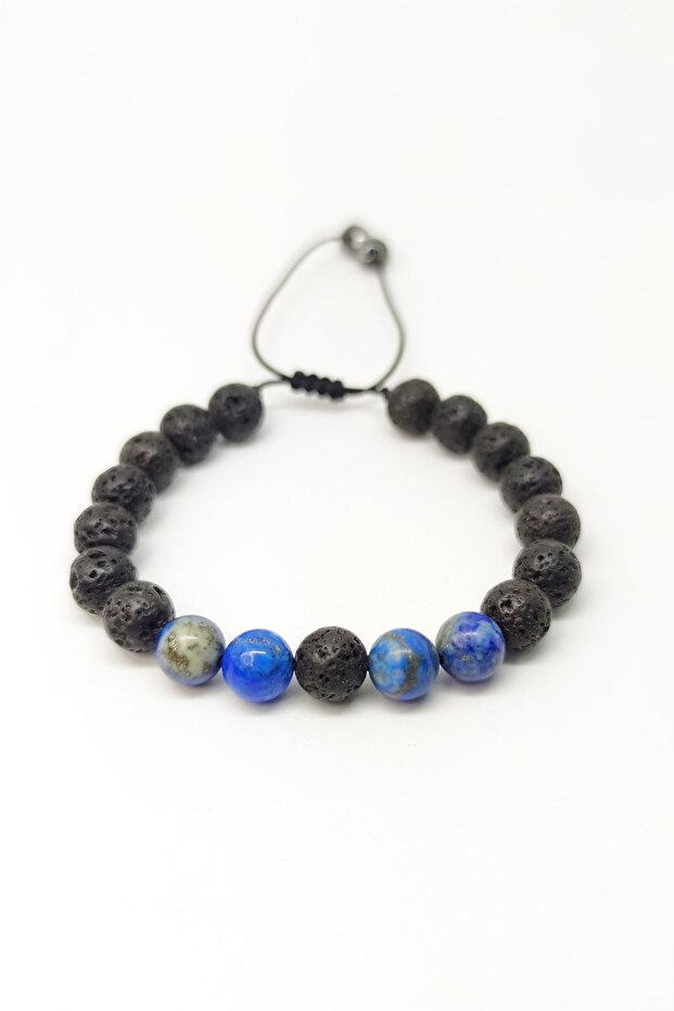 Lapis Lazuli Stone Natural Stone Macrame Braided Unisex Adjustable Bracelet