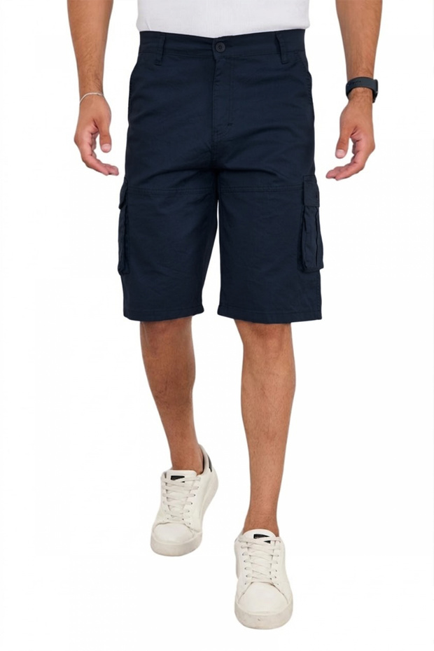 Men's Navy Blue Lycra Gabardine Modern Fit Cargo Capri Shorts–Multi-Pocket Summer Relaxed Fit Shorts 2014