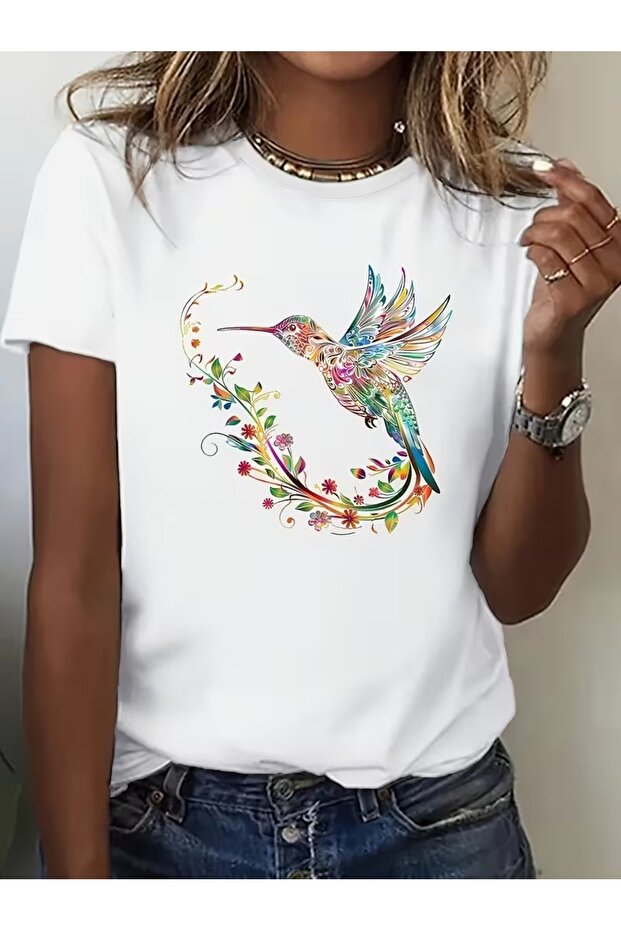 Women's Comfortable Fit Tshirt Mixed Print Tshirt