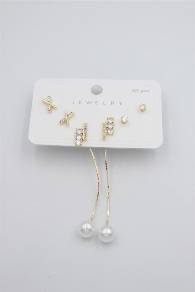 Glb-stl41414 multi-set earrings - gold