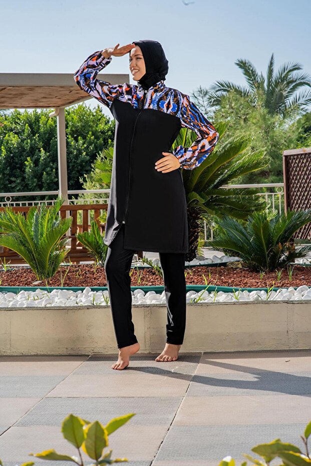 Full Covered Hijab Swimsuit Robe Zippered Long Sleeve C0T2N2O62-1