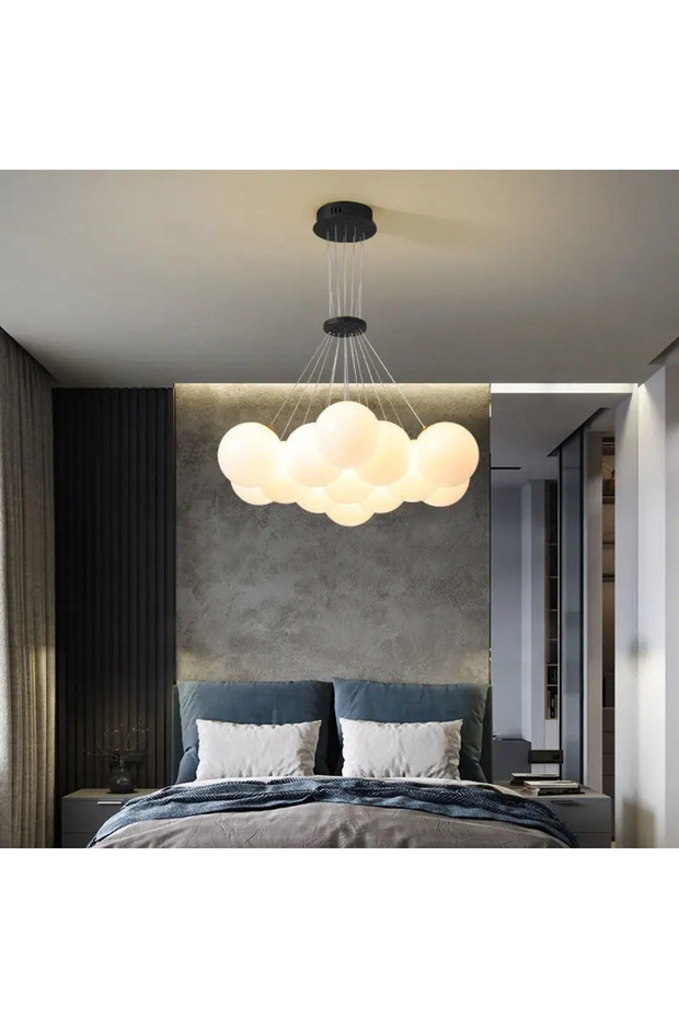 Luxury White 19 Globe Chandelier