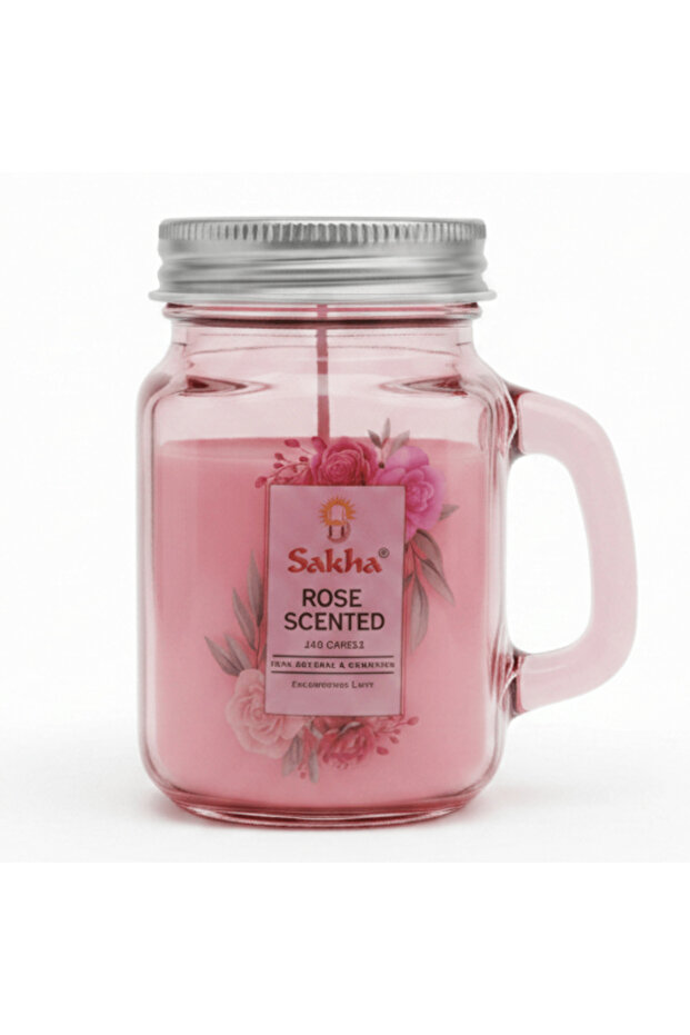 Rose Scented Candle — Glass Jar, 9 cm