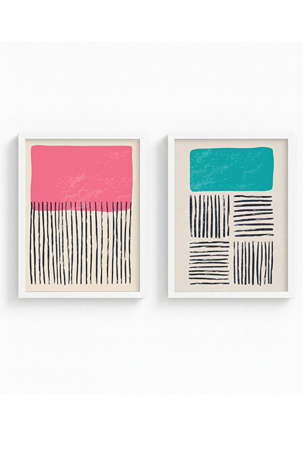 White Wooden Framed 2 Piece Set Painting Huhu39