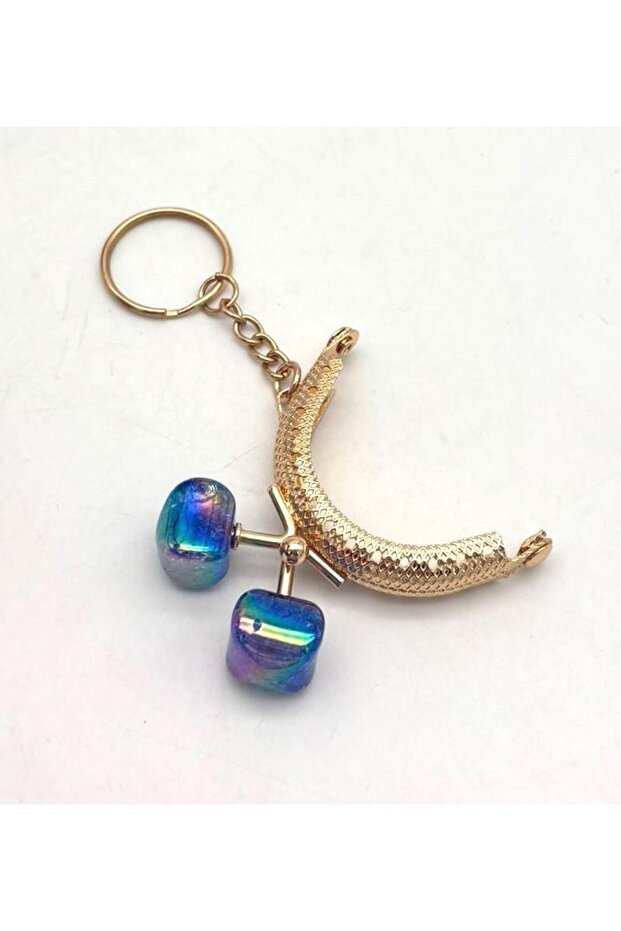 5 cm Keychain Wallet Clip Golden Color Blue Candy Bulk