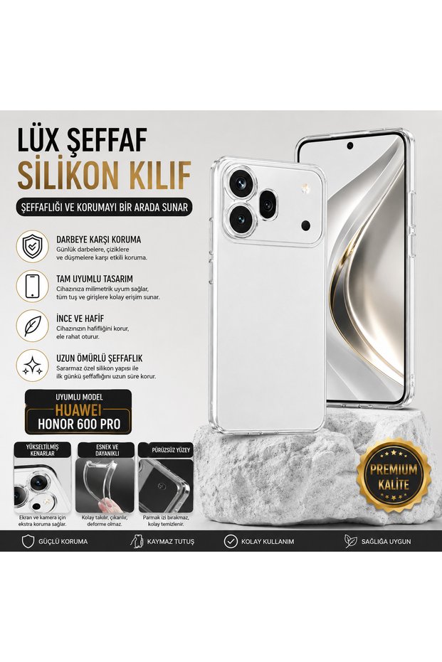 Huawei Honor 600 Pro Compatible Luxury Transparent Silicone - Transparent