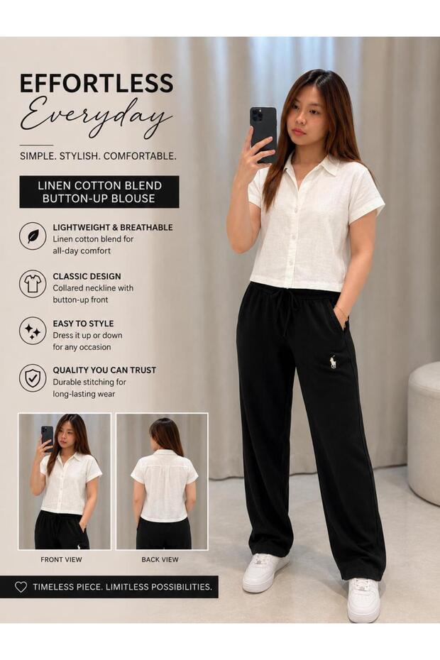 Linen Cotton Blend Blouse