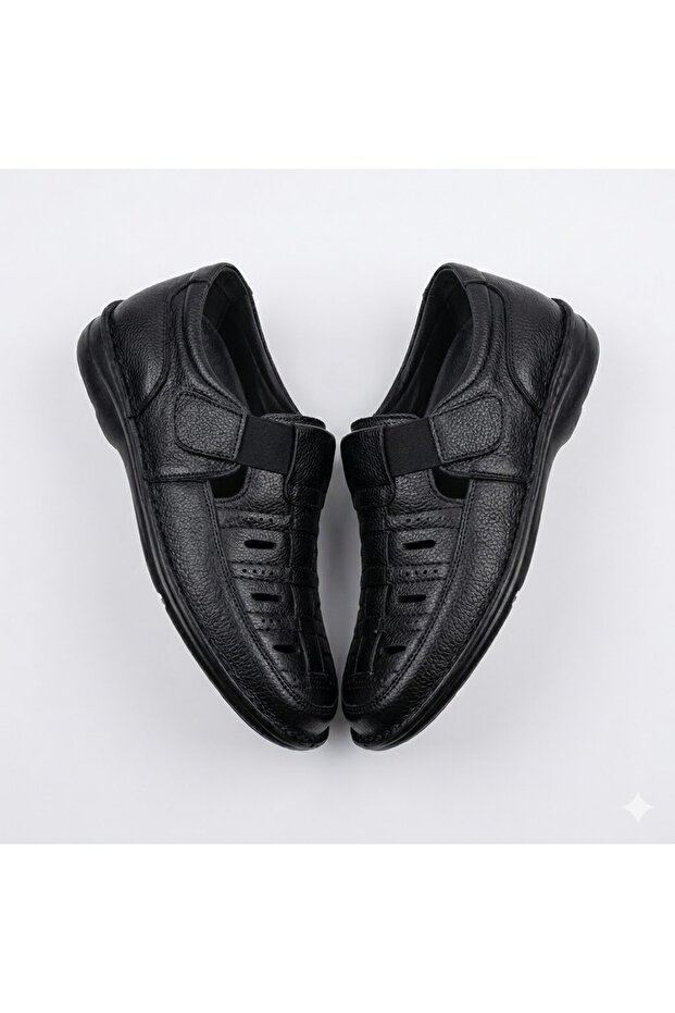 (Alme) Genuine Leather Inside and Outside Comfortable Casual Shoes Black