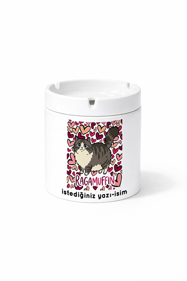 Animal Ragamuffin Long-Haired Cat Double-Sided Printed Ashtray Ashtray Gift