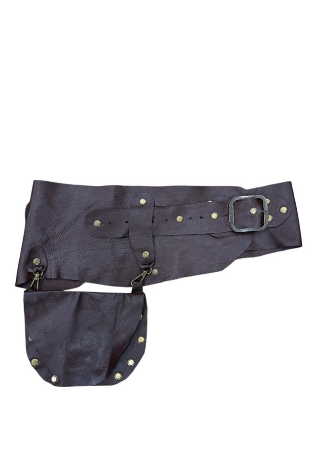 Caldre Brown Leather Belt with Pocket Detail - Handmade Wide Waist Belt
