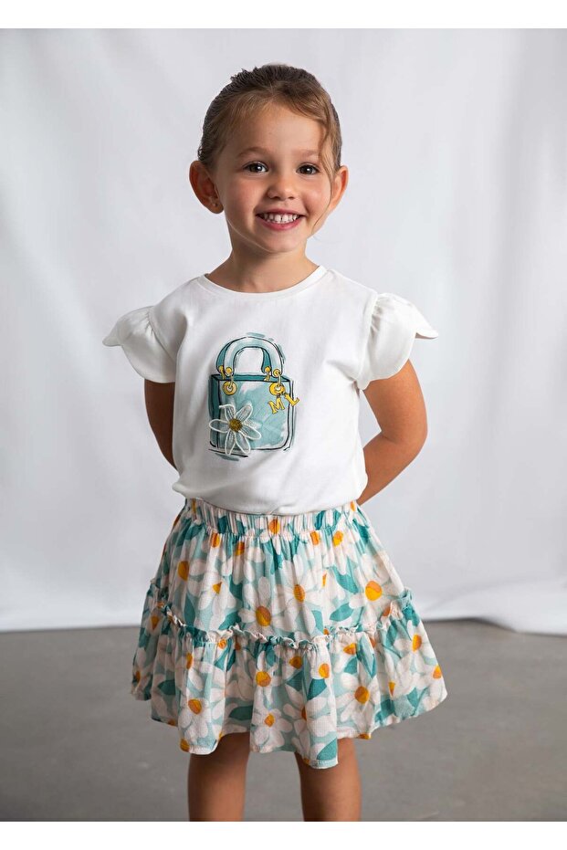 Girl's Floral Skirt Green