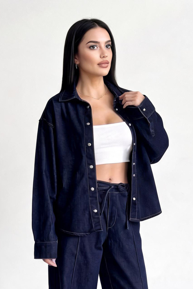Lacivert Denim Gömlek