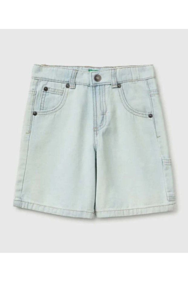 Baby Boy Bermuda Jean Shorts 1-5 Years Light Blue
