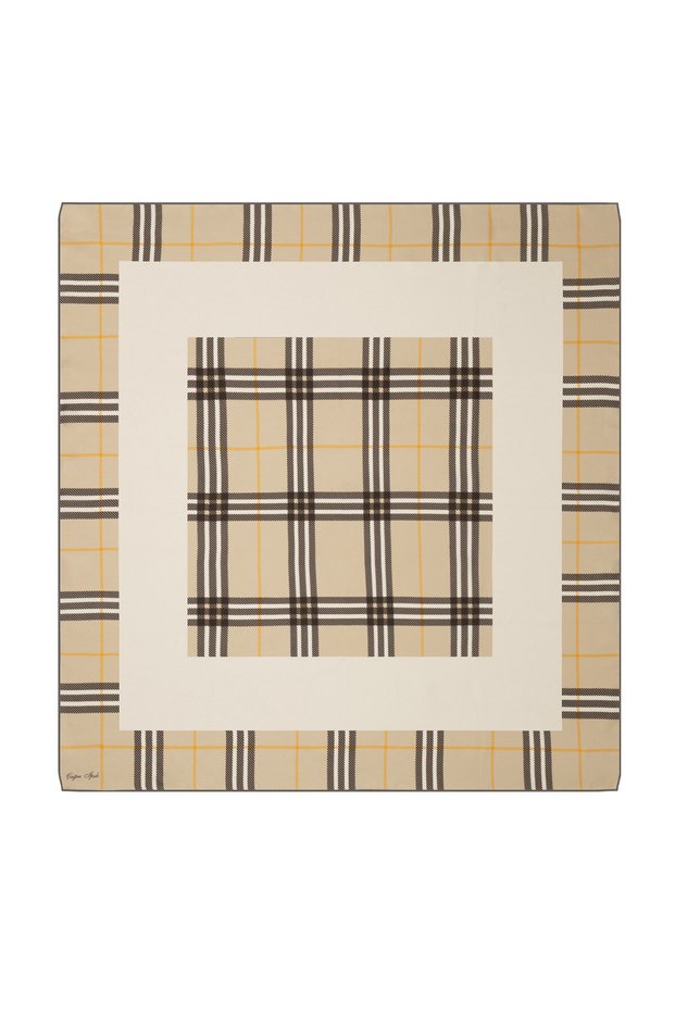 Sand Beige Matrix Pattern Tivil Silk Scarf