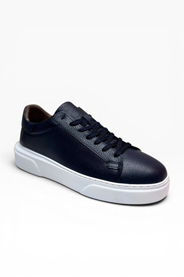 Brt Lf-050-26 Genuine Print Leather Anatomical Men's Sneaker Navy Blue White
