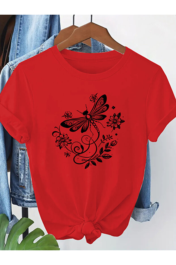 Women's Mix Printed Crew Neck Regular Fit T-Shirt