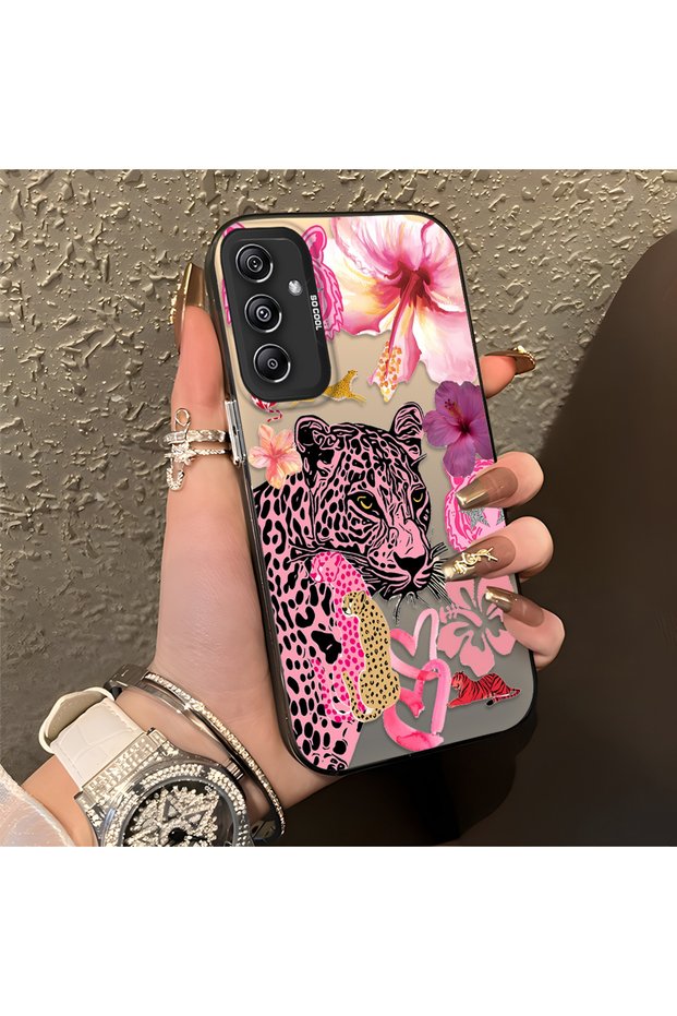 Samsung Galaxy M34 5g Compatible Silicone Edge Hard Back Case Couple Phone Case Leopard Pattern