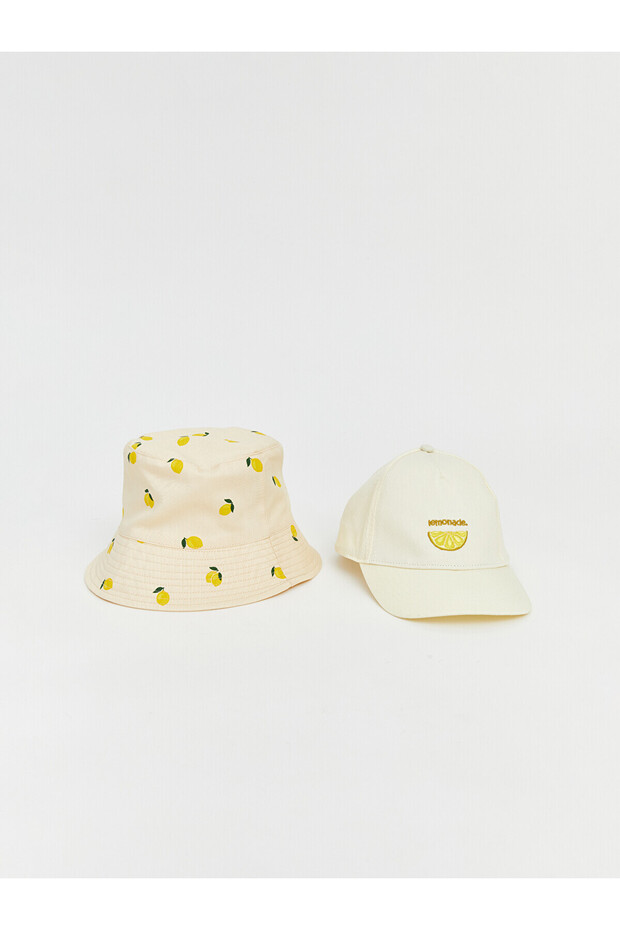 Trendlucky Embroidered Girl's Hat Set with Difference in Design, 2-Piece Set