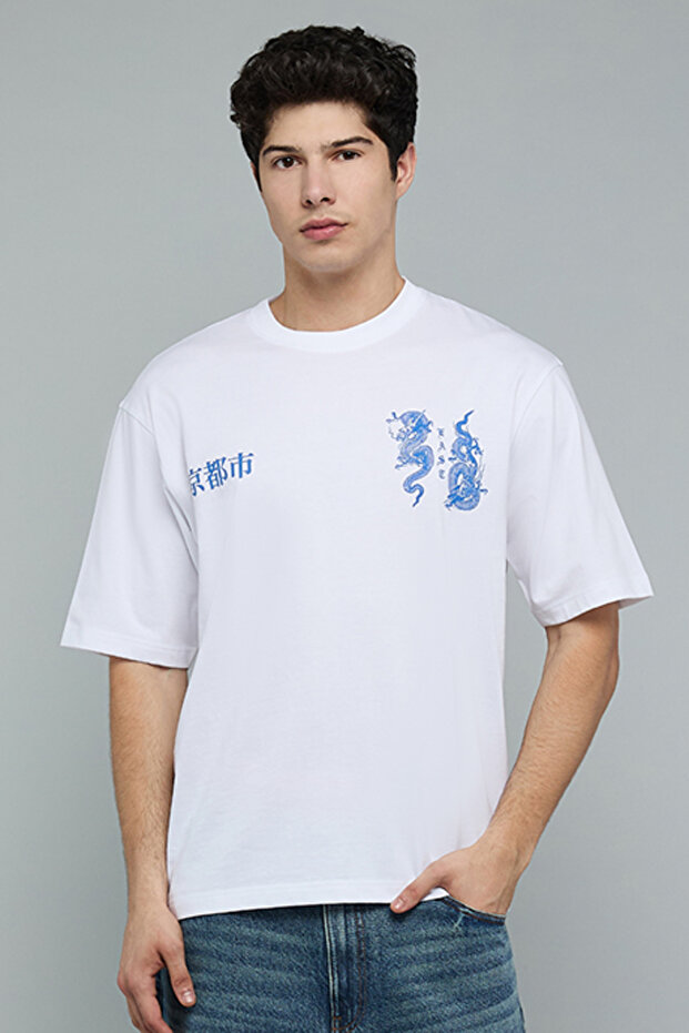 Printed T-Shirt with Crew Neck and Short Sleeves