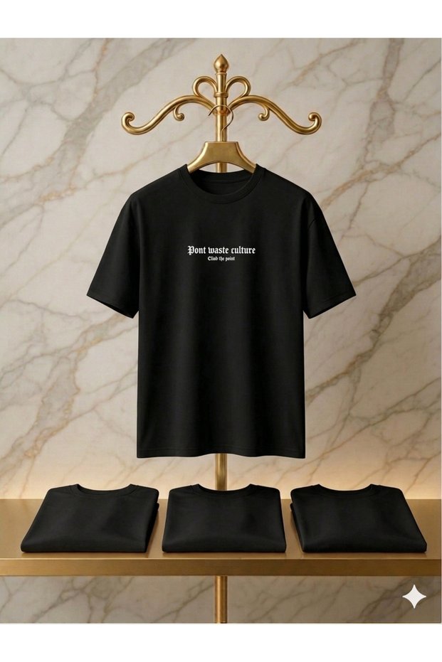 Men's Oversize T-Shirt 24-1 Suprem Combed Cotton Wide Fit “Dont Waste Culture” Chest Print Black - White - Mint Green - Lil