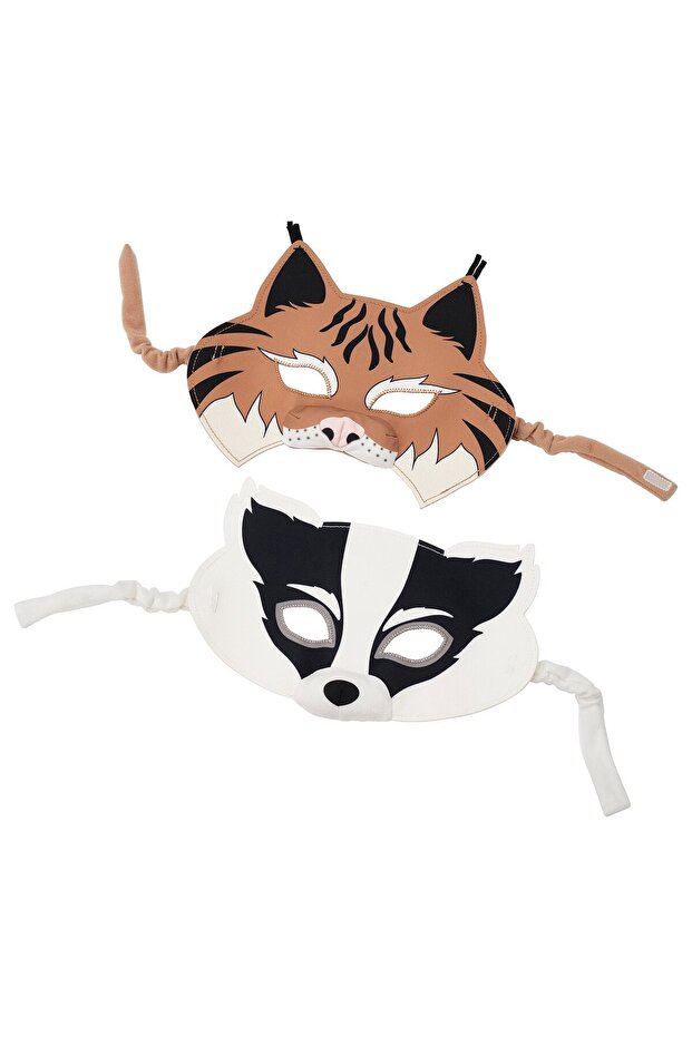 SKOGSDUVA Mask, set of 2, badger/lynx multicolour