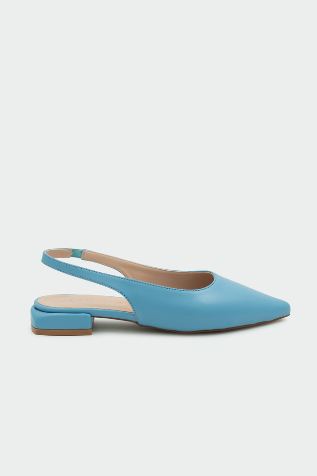 Crown Flat Pointed Toe Baby Blue Women's Ballerinas
